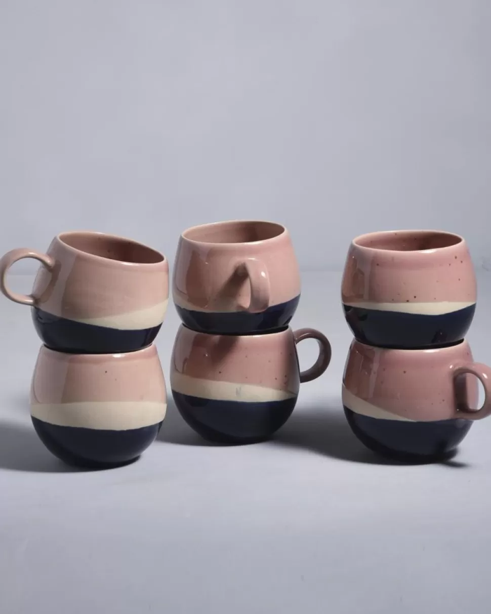 Motel a Miio Bica 6Er Set Tasse Gros Pink Navy Cream | Tassen & Becher