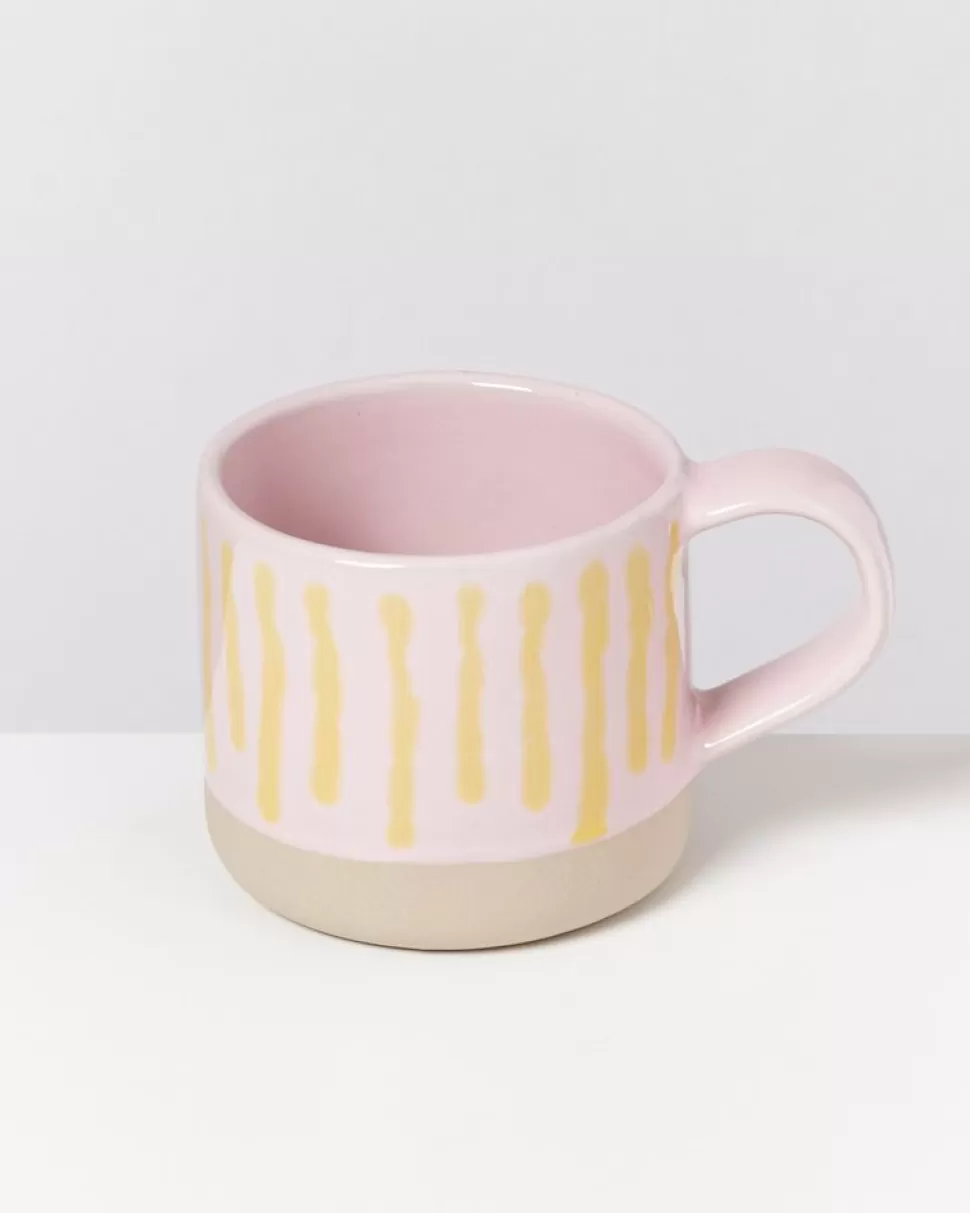 Motel a Miio Nodoa 4Er Set Tasse Rosa Gelb Gestreift | Tassen & Becher Sets